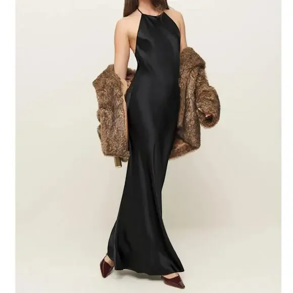 Reformation Jeany Silk Dress Black - Picture 12 of 12